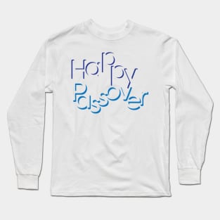 Blue Happy Passover Greeting Long Sleeve T-Shirt